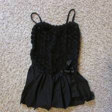 Little Stars Medium Child Black Dance Ballet Skate Costume Dress Chiffon Flowers