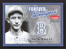 2004 Fleer Greats of the Game Zack Wheat Forever /1909 Brooklyn Dodgers TV1739