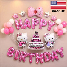 Hello Kitty Birthday Party Decorations Balloon Banner Cake Toppers Set USA SALE
