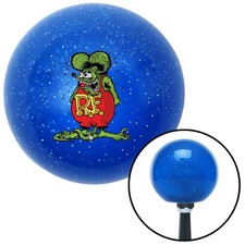 Rat Fink Blue Metal Flake Shift Knob W M16x1.5 Insert Shifter Auto Manual Brody