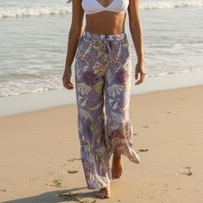 True Destinations Pants ResortWear Flare Beach Coverup Pants size Large NWT