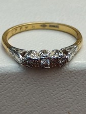 Vintage 18ct Gold Platinum Diamond Solid Gold Ring Size O