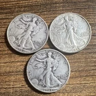 Liberty Walking Half Dollar 1943 Silver 50C Circulated Lot of 3 Coins