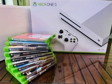 Microsoft Xbox One S 1TB White Console, Controller, 10 games and wall bracket.