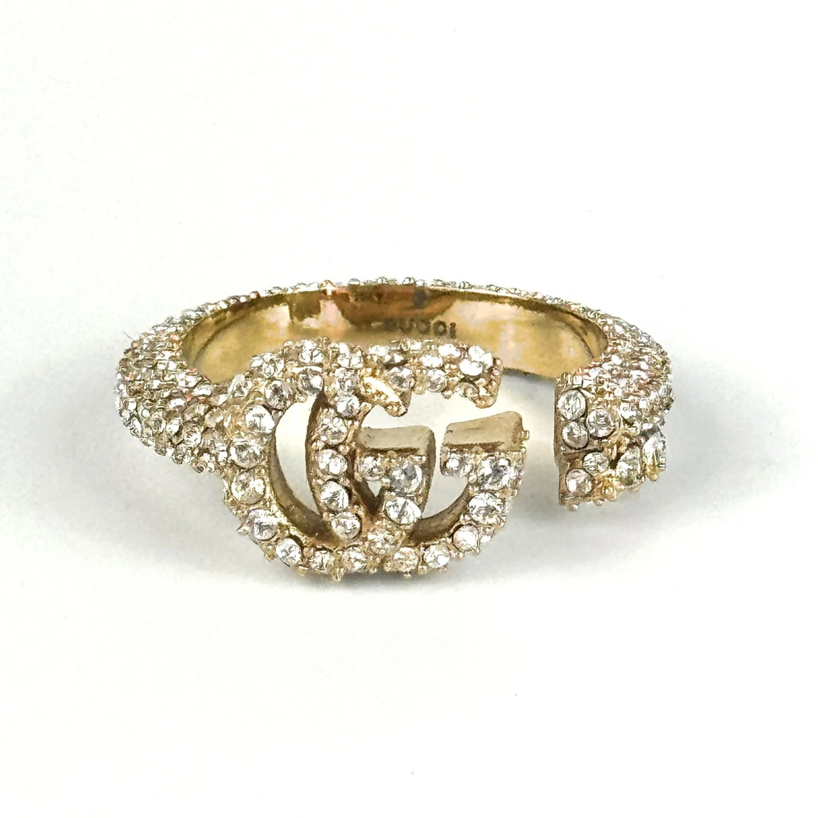 Bague Gucci GG Marmont strass doré US 6,5 S 13 occasion