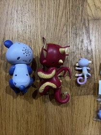 Fingerlings Toy Lot  - Dragon & Panda Working Monkey + Bonus Erasers WOWWEE