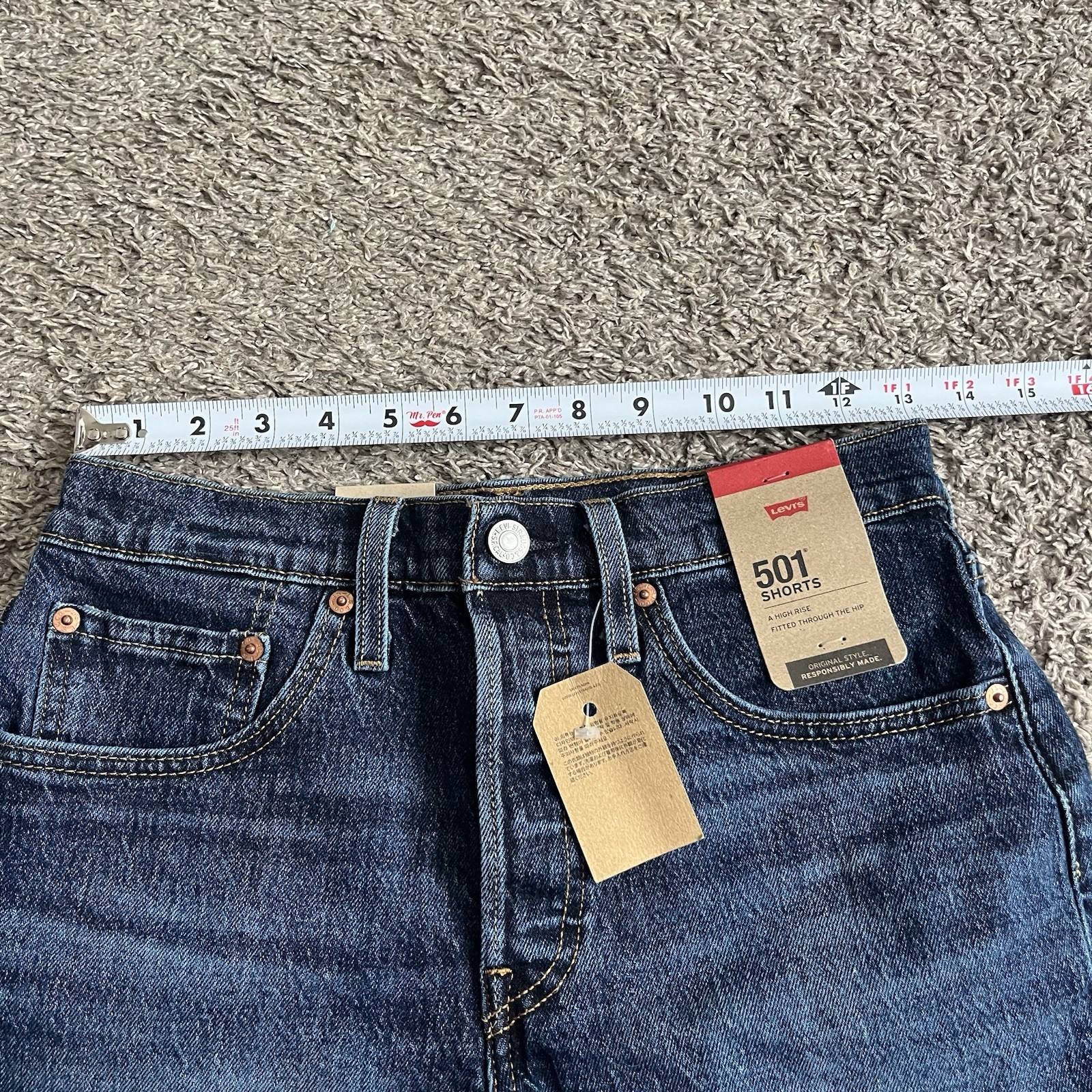 Levi's 501 Blue Denim Cutoff Shorts High Rise Size 26 Women's thumbnail 5