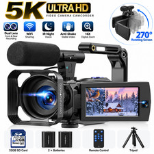   5K Video Camera Camcorder WiFi UHD 56MP Dual Len YouTube Cameras 16X Zoom 32GB