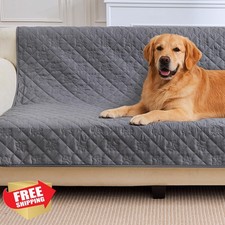 Waterproof 4 Seater Dog Couch Cover Grey 82x102 Paw Print Quilted
