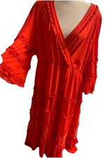 ALEXIS Dark Orange Angel Sleeve Tiered Ruffle Dress Size 1X 