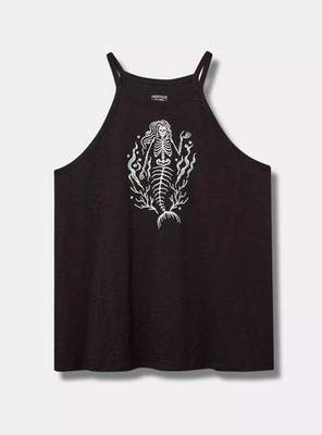 Mermaid Skeleton Heritage Slub High Neck Tank Women's Plus Size 5X