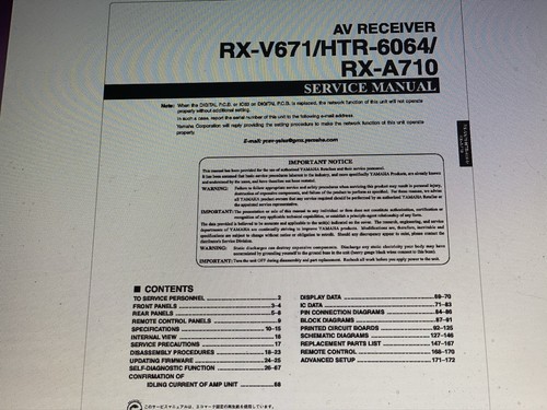 Yamaha Rx-v671 Service Manual Digital