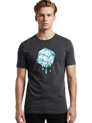 Melting-Ice-Cube-3 Mens Graphic Tee, 100% Cotton, Casual Summer Wear