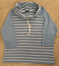 Women’s Chaps Blue White Striped Long Sleeve Shirt Size XL