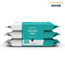 Flushable Adult Wipes Fragrance Free Plant-Based 126 Count Amazon Basics