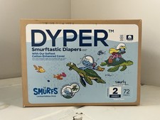 Dyper Smurftastic Diapers Size 2 72 Count Limited Edition Cotton Cover Unisex