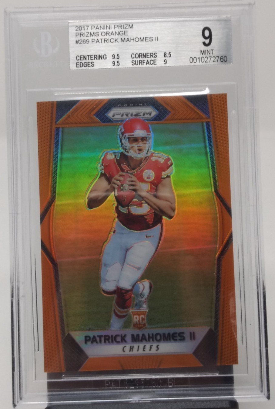 2017 PANINI PRIZM PATRICK MAHOMES II ORANGE PRIZMS 60/275 BGS 9 MINT