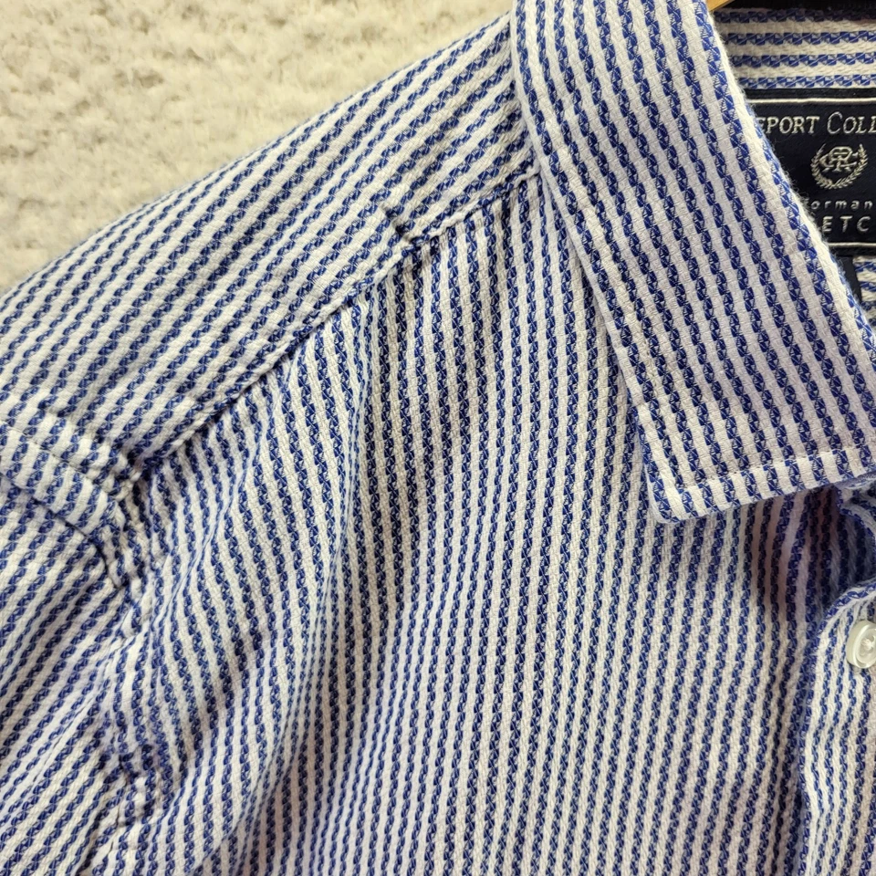 Report Collection Button Shirt Mens Large BLue STriped 16.5 34/35 Performance - Image 3 of 4