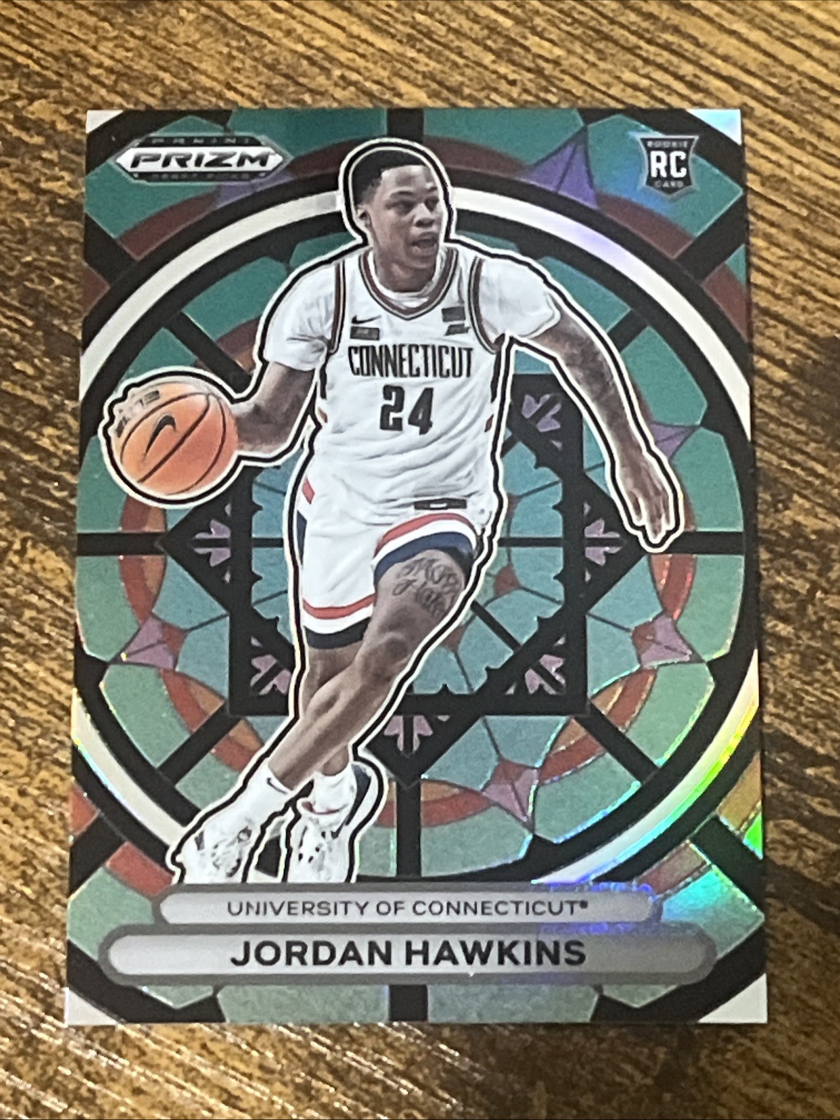2023 Panini Prizm Draft Picks Stained Glass Prizm #6 Jordan Hawkins RC SSP