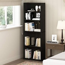 ESPRESSO - FURINNO JAYA BOOK SHELF, 5-TIER BOOKSHELF, BOOKCASE WITH ADJUSTABLE