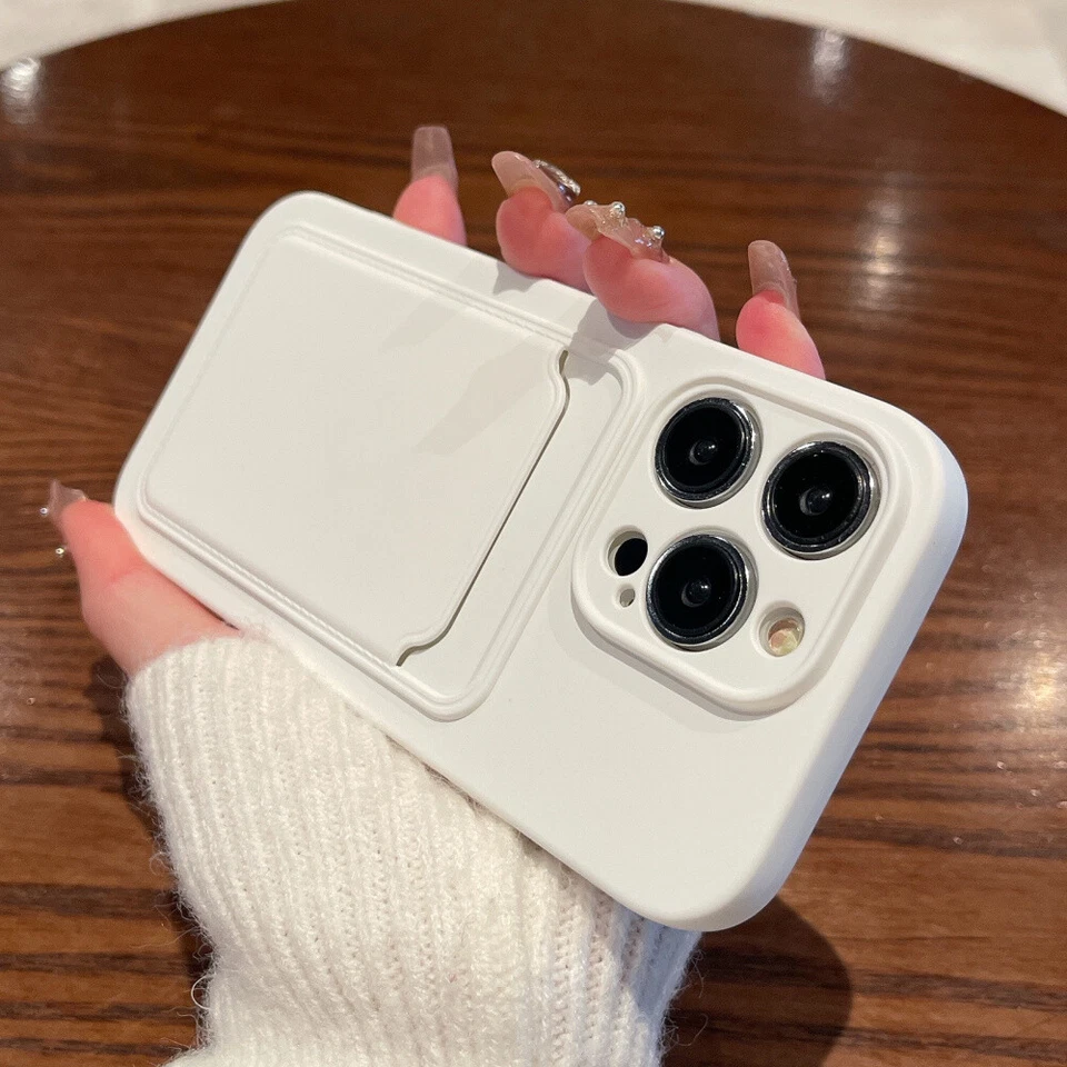 For iPhone 15 Pro Max 14 13 12 Phone Case Silicone Cover With Wallet Card Holder - Image 2 of 4