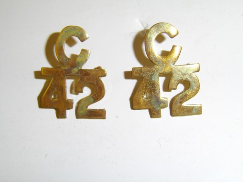 a0134p WW 1 Canadian Collar Emblems for 42nd Highlanders C42 pair C10A13 - Picture 2 of 4