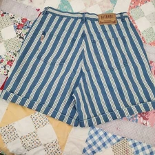  GITANO STRIPED JEAN Cotton SHORTS SUPER HIGH WAIST  VINTAGE  Size 18W