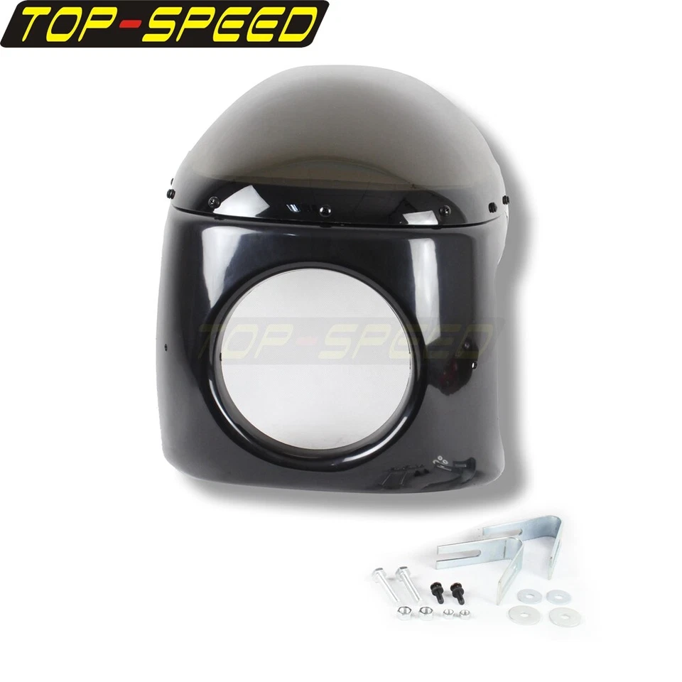 Carenado de faros delanteros de 7" y parabrisas de humo para Yamaha Honda Kawasaki Suzuki Foto 3 de 4