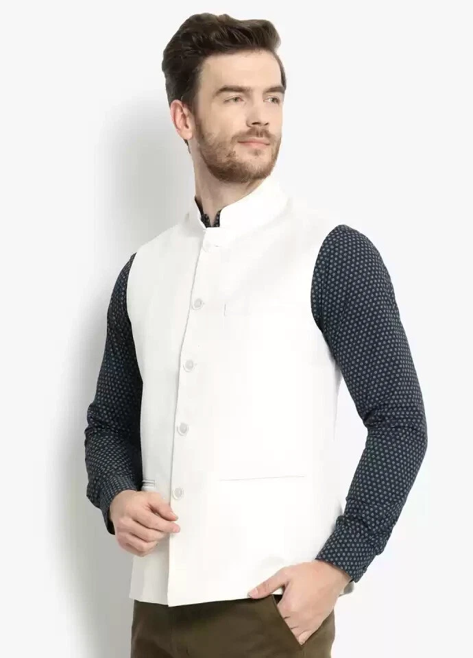 Mens White Slim Fit Formal Wedding Smart Casual Waistcoat Vest - Image 3 of 4