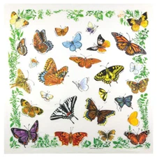 Printed Image Butterfly Bandanna 22"x22" Monarch Swallowtail Dogface Checkerspot