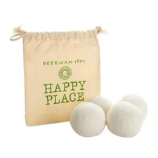 Beekman 1802 Happy Place Laundry 4 Wool Tumble Dryer Balls 1 Canvas Bag New