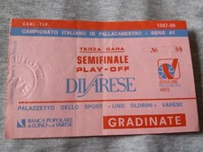 BIGLIETTO BASKET 1987 1988 DI VARESE SCAVOLINI PESARO PLAYOFF SEMIFINALE GARA 3