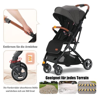 Blahoo-680 Kinderwagen Schwarz Leicht Klappbar Kompakt für Unterwegs NEU
