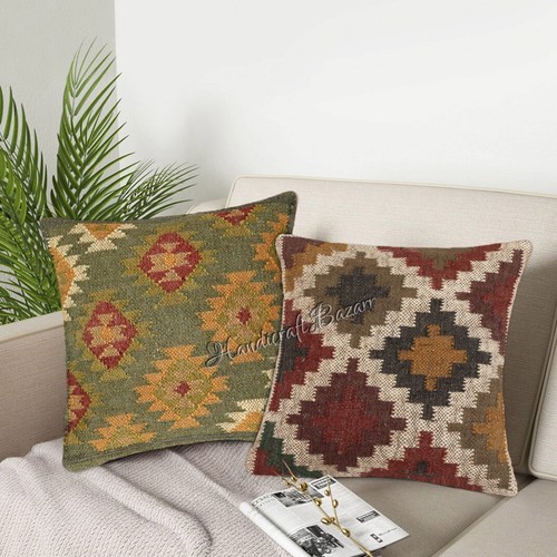 Throw Pillow Cushion Cover Wool Jute Pillow Cases Jute Home Decor 2 Pcs Christma - Picture 60 of 75