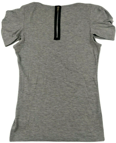 Forever 21 Shirt Womens Size L/G XXI Silver Grey Short Sleeve Top Made In USA - Picture 2 of 12