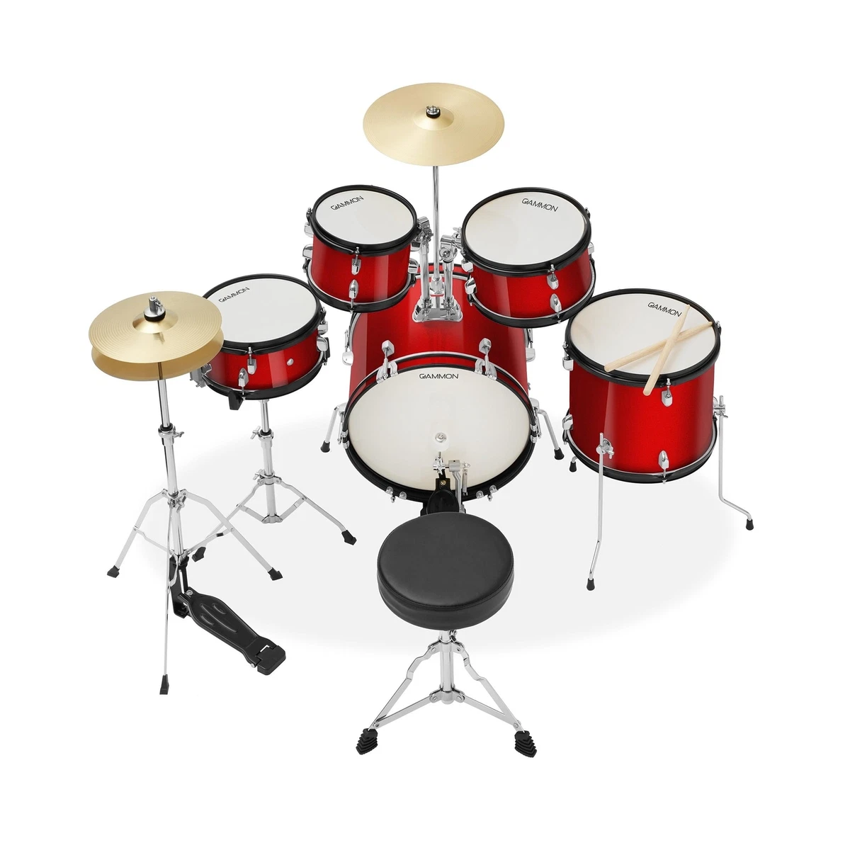 Gammon Percussion 5 Piece Junior Starter Drum Kit with Cymbals