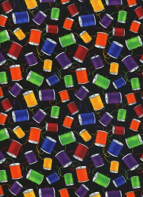 Sewing Thread Spools 1 Fat Quarter cotton fabric quilt quilting novelty crafting