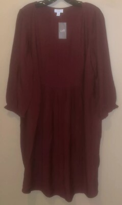 J Jill Pintucked A-Line Dress Ladies Size Medium Cranberry NWT $119