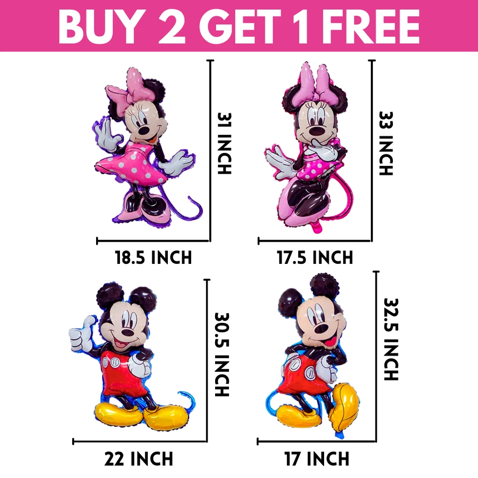 Disney Mickey Mouse Minnie Mouse Balloons 1st Kids Birthday 3D Large Foil UK Foto 4 de 4