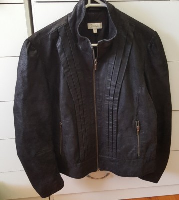 CAPTURE Black Leather Jacket Coat Plus Size 14 16 B23