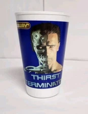 TERMINATOR T2 Movie Subway Plastic Beverage Cup - Arnold Schwarzenegger 1991 VTG