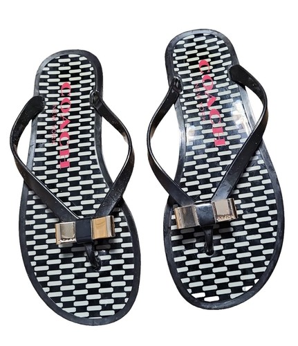 INC Womens Blue Bow And Rhinestone Accents Slip Resistant  INC Womens Navy Bow And Accents Madena Round Toe Slip On Thong Sandals 5 M display picture 1