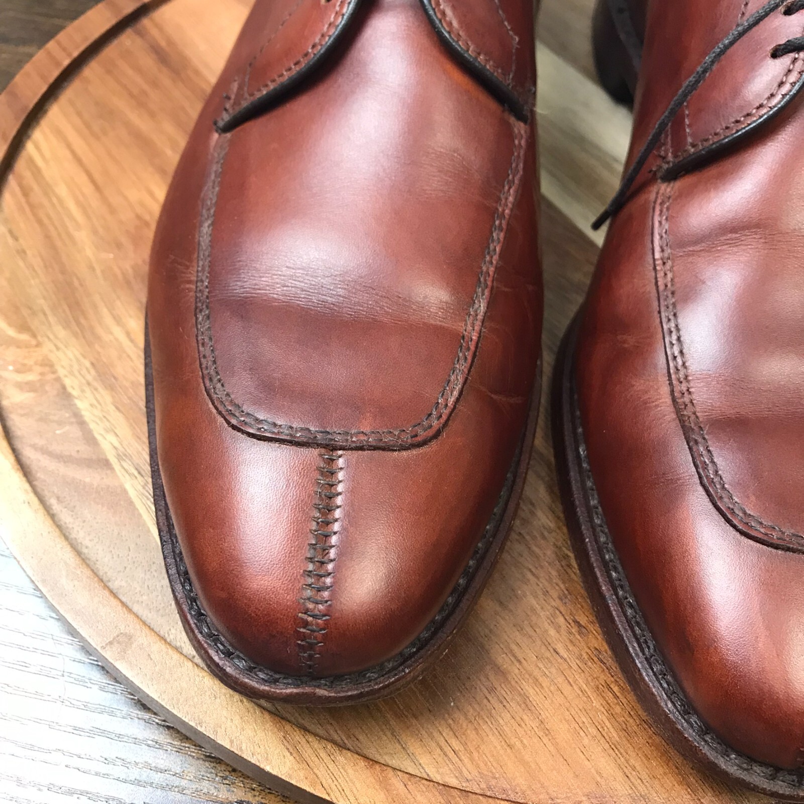 Allen Edmonds DelRay Dress Shoes Mens 9.5D Brown Split Toe Blucher Derby