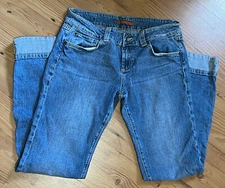 Vigoss Jeans Womens 13 Juniors Distressed  Stretch Blue Denim Cuffed Pants