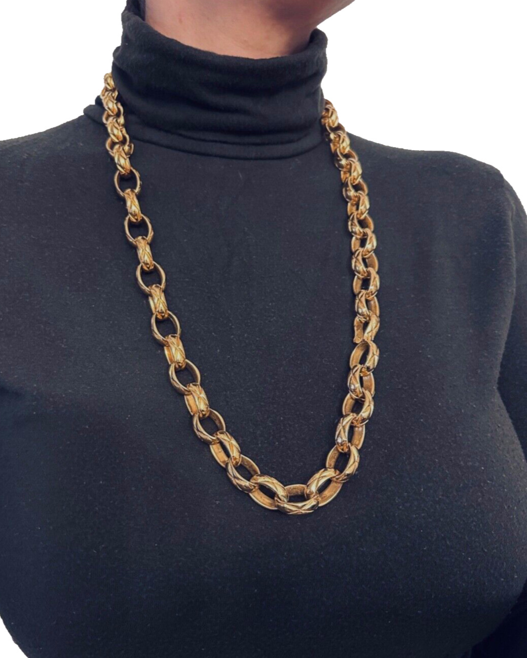Vintage Chanel France Matelasse Gold Tone Quilted… - image 1
