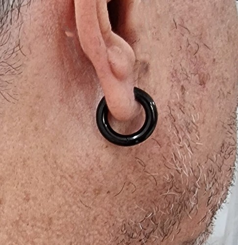 Orecchini uomo a cerchio doppi in acciaio inox cerchietti donna argento nero - Foto 17 di 19