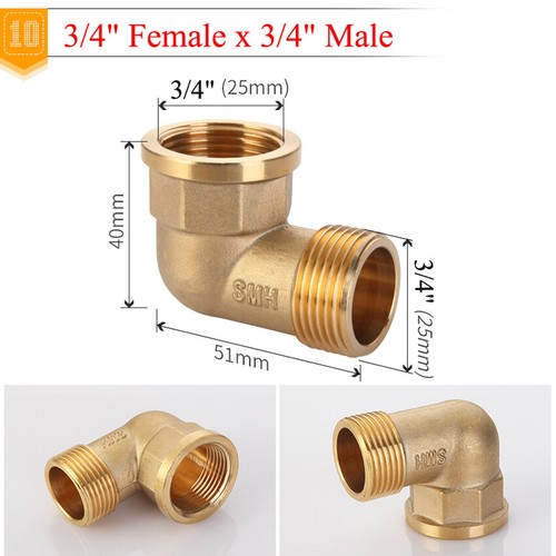 1/2" 3/4" 1"Brass Male/Female Thread Elbow Joiner Connector Pipe Fitting Adapter - Picture 16 of 22