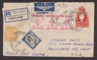 New Zealand 1958 1/3  ARMS on REGISTERED cover to USA- GU