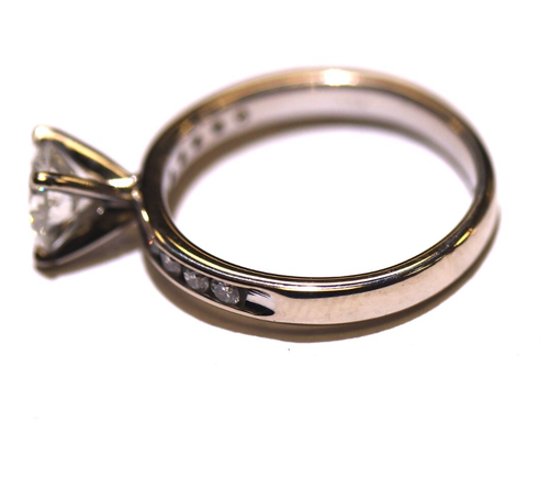 Anillo de compromiso de diamantes redondos de 1,02 quilates de oro blanco de 14k certificado por GIA 2,1 g - Imagen 5 de 21