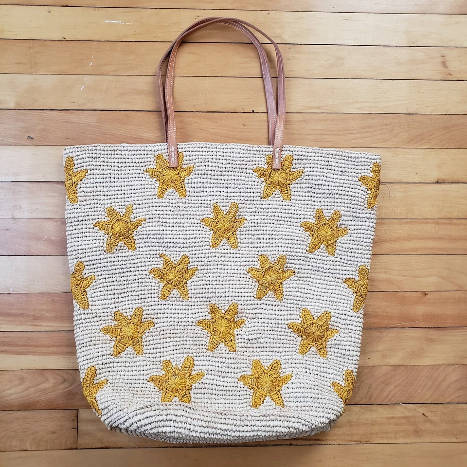 Mar Y Sol Soleil Resort Tote Hand Crocheted Straw Raffia Beach Shopping Lined - Image 4 of 4